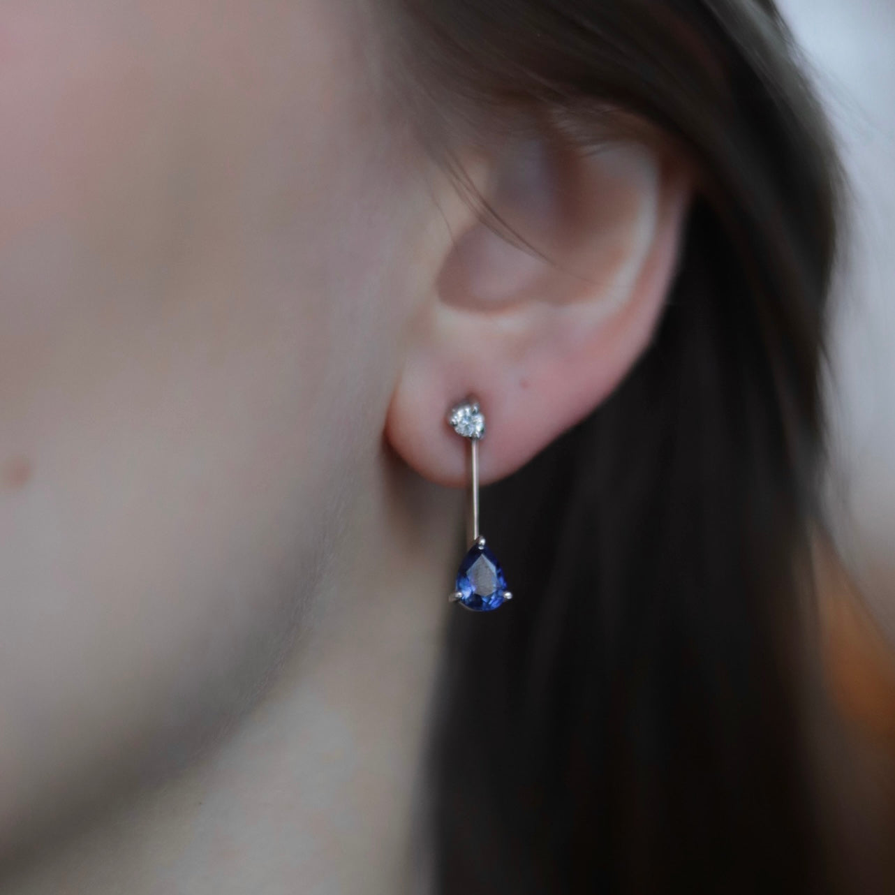 Sapphire and Diamond Drop Earrings
