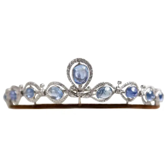 Vintage Cabochon Sapphire And Diamond Cluster Tiara – Michael Rose