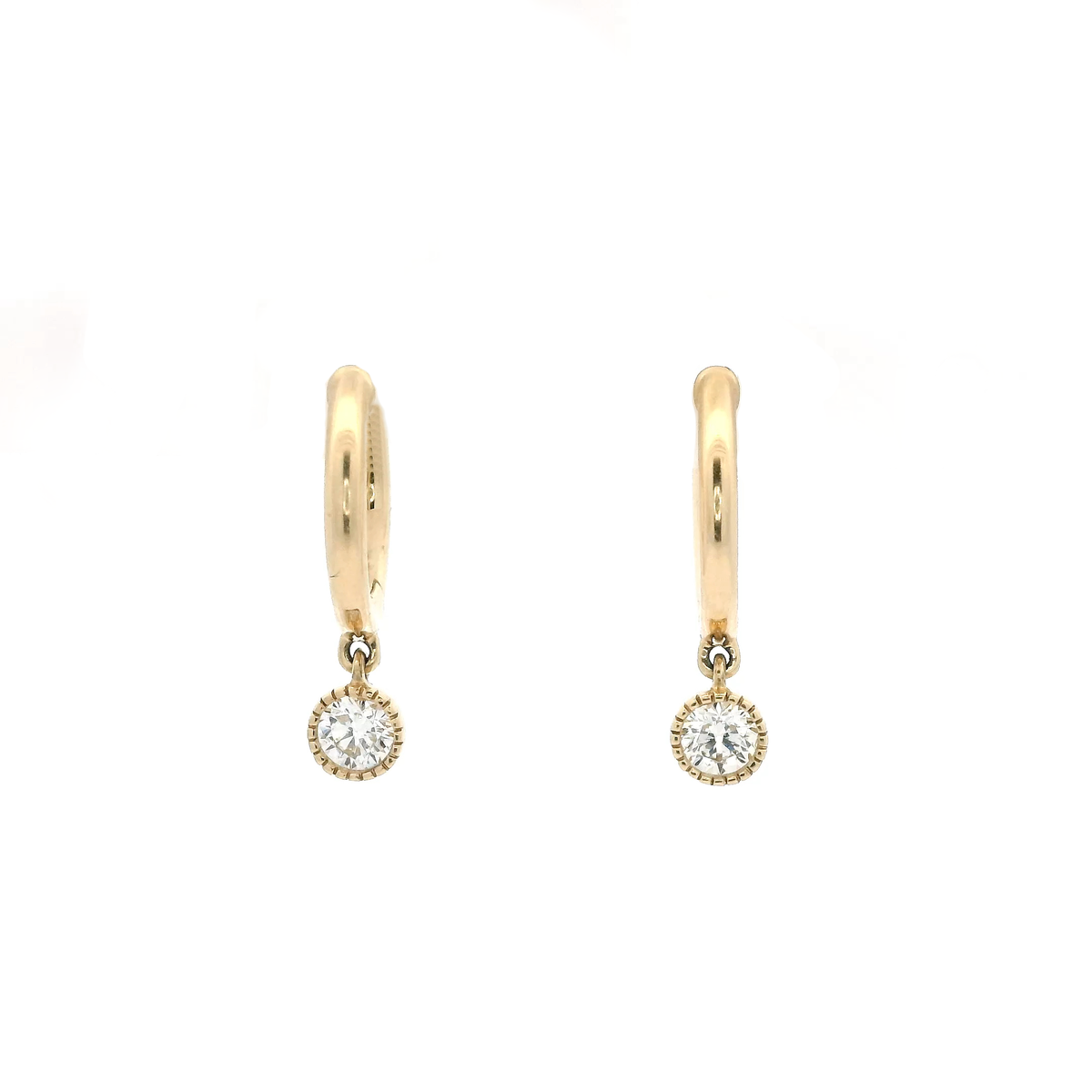0.30ct Round Diamond Drop Hoop Earrings