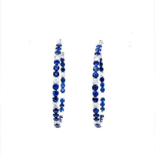 2.72ct Sapphire and Diamond Hoop Earrings