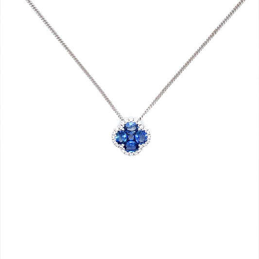 1.00ct Sapphire And Diamond Quatrefoil Cluster Pendant