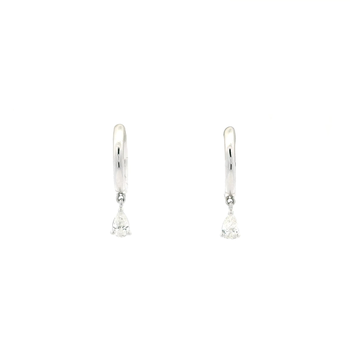 0.17ct Pear Cut Diamond Drop Hoop Earrings