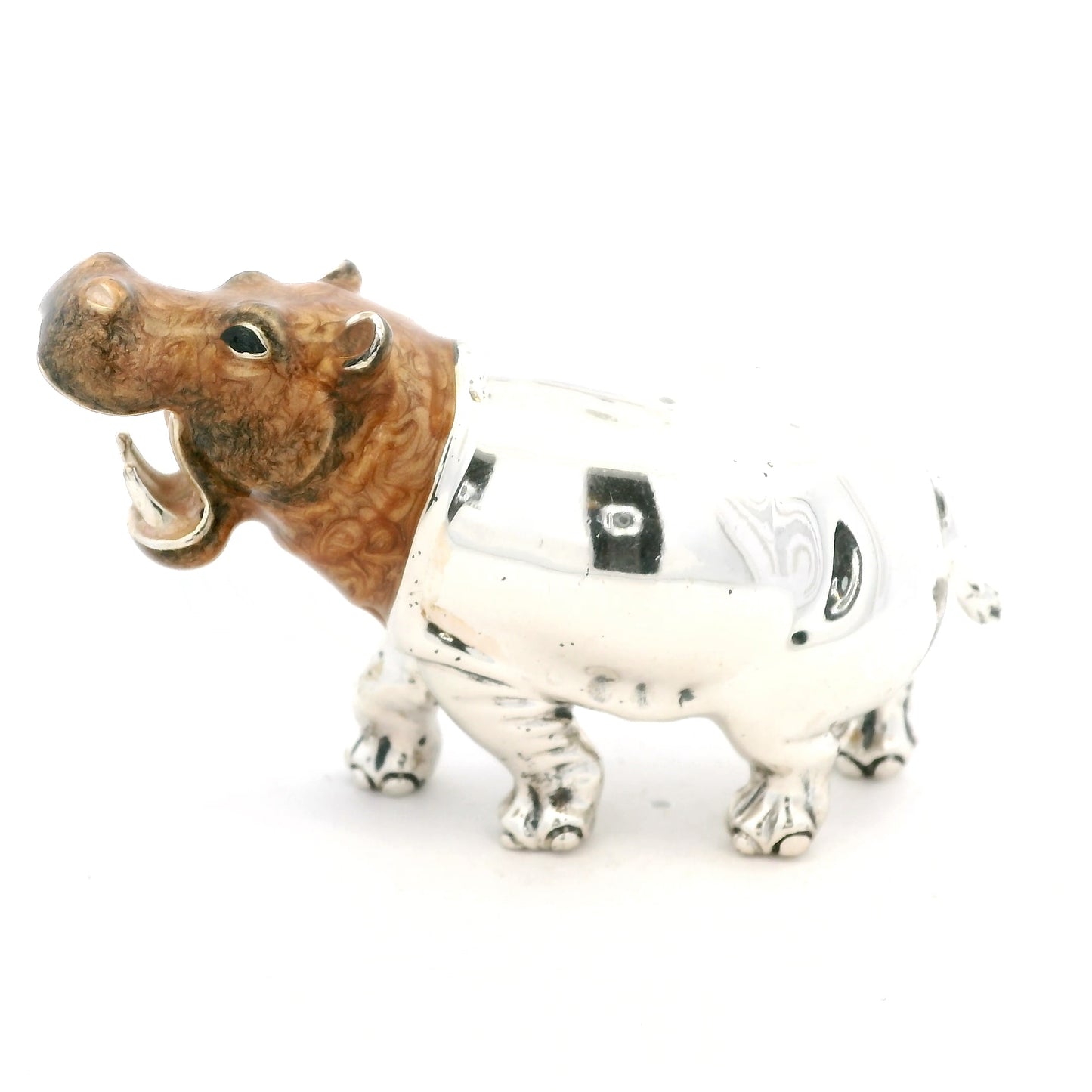 Silver And Enamel Hippopotamus
