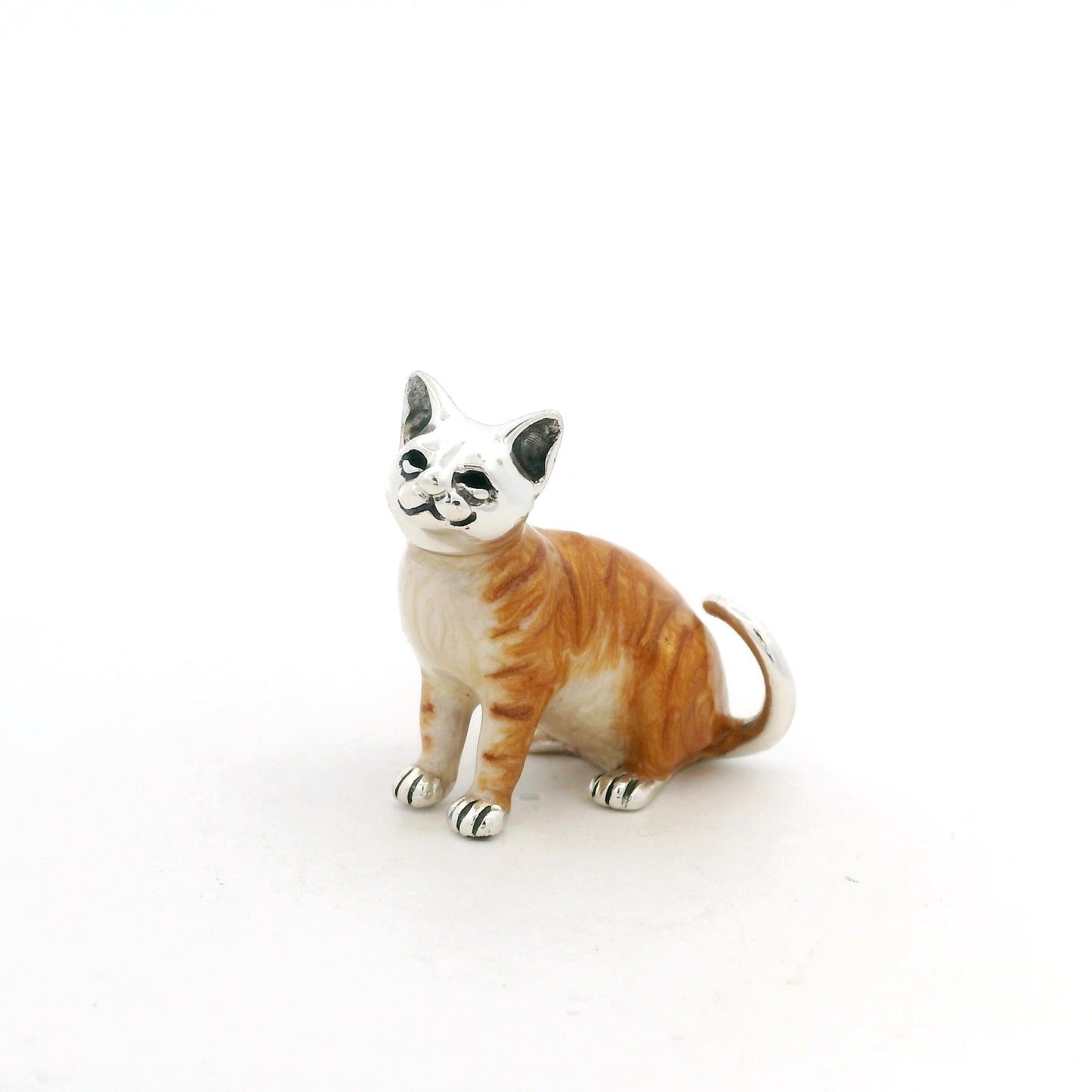 Silver And Enamel Sitting Cat