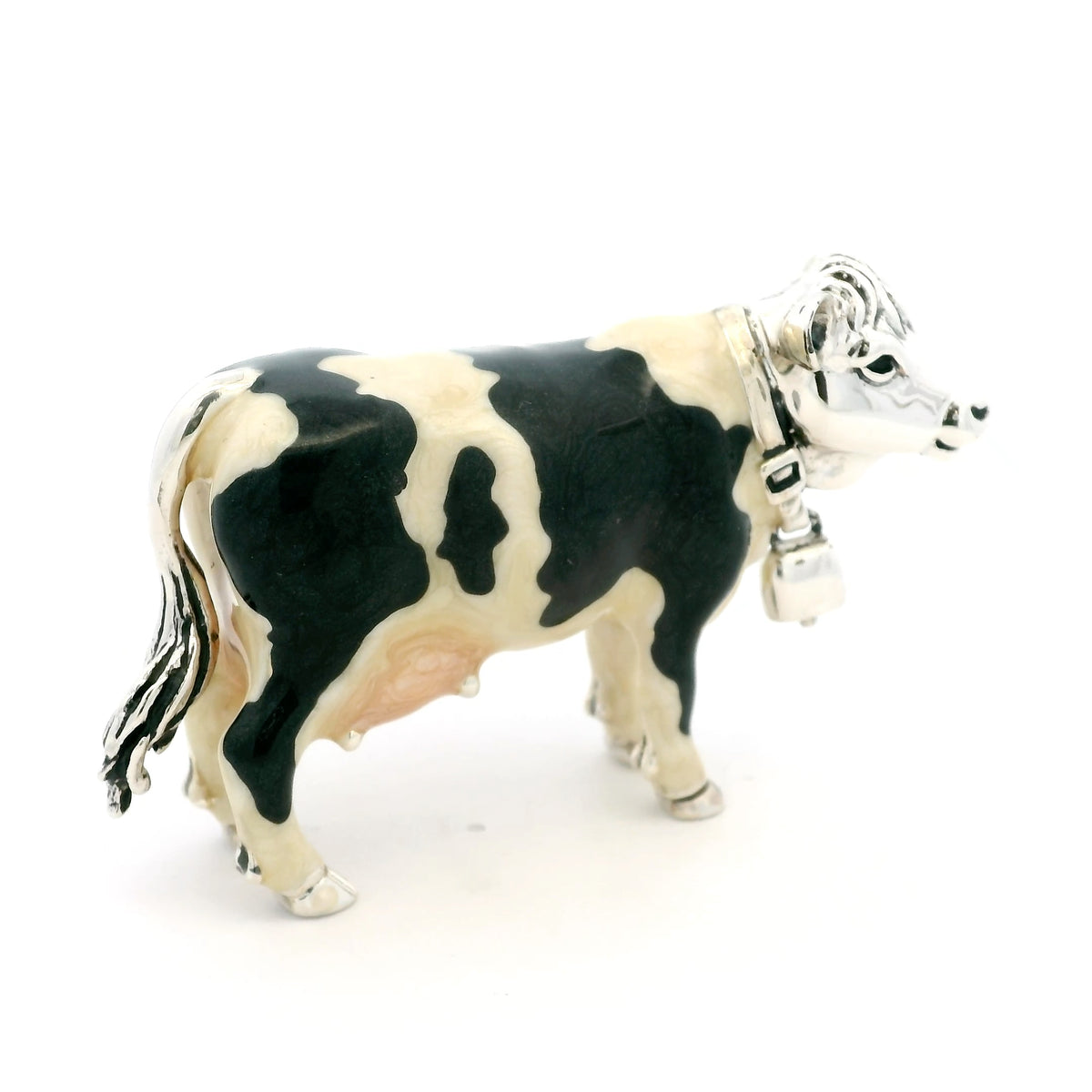 Silver And Enamel Cow