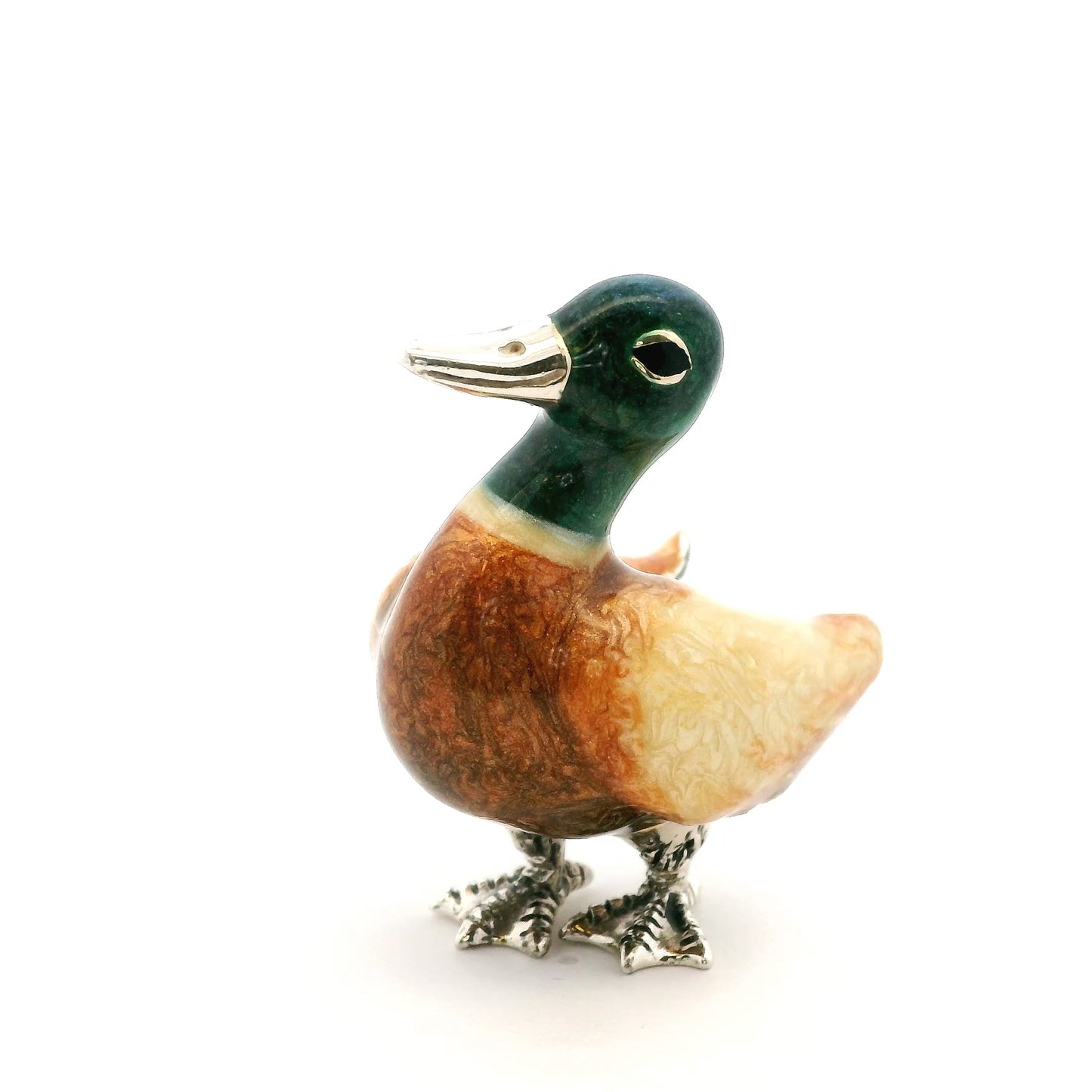 Silver And Enamel Standing Duck