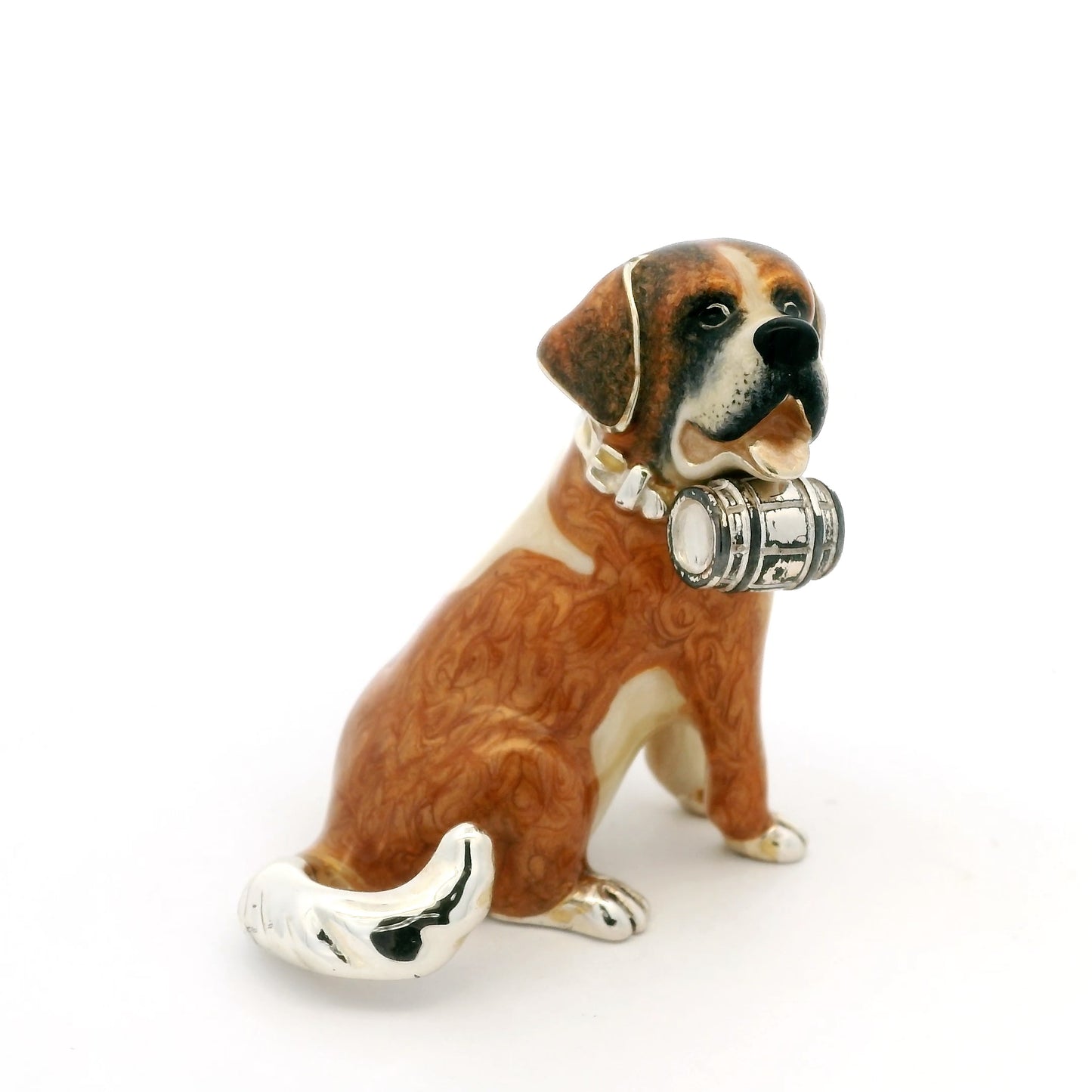 Silver And Enamel St Bernard Dog
