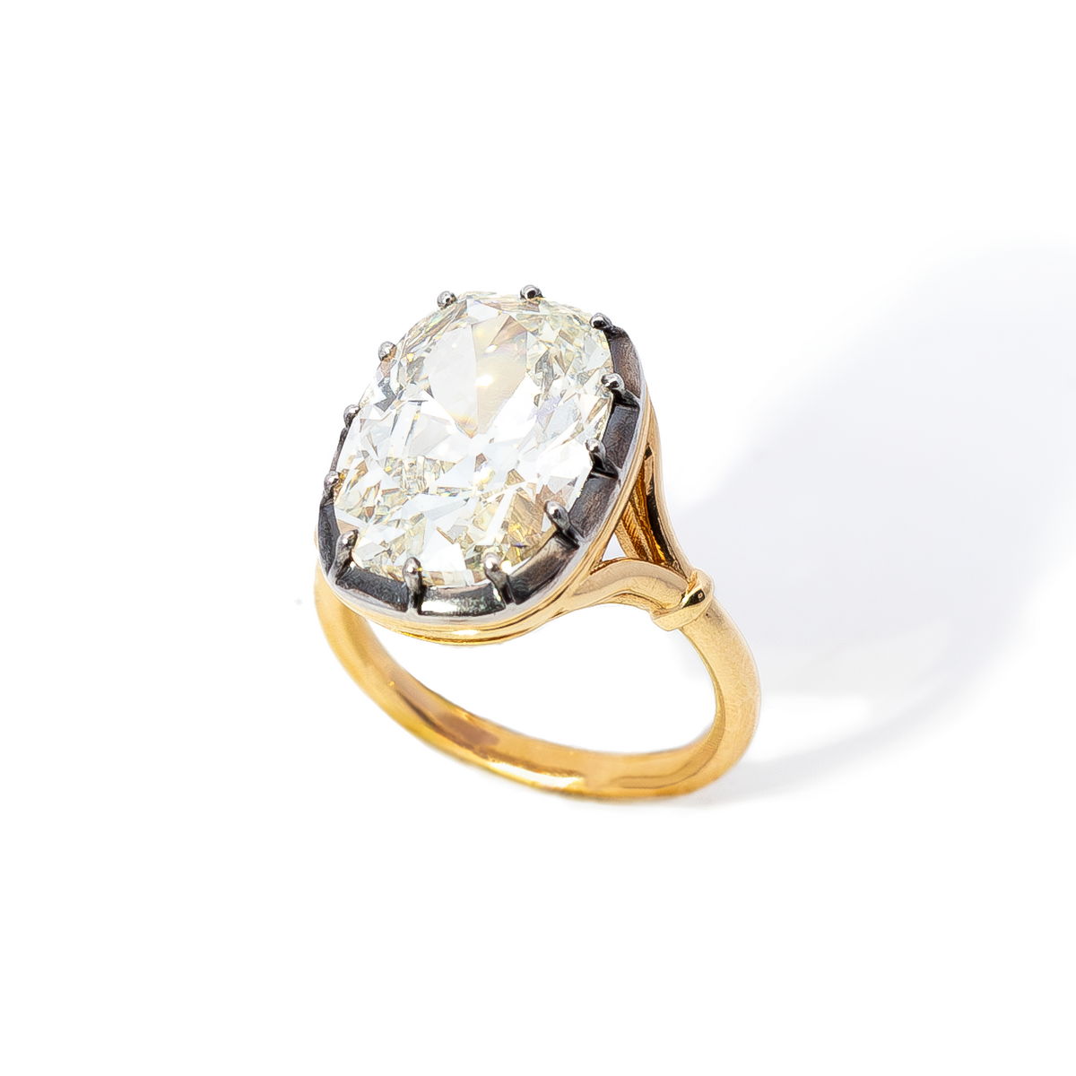 8.17ct Old Mine Cut Diamond Georgian Style Solitaire Ring