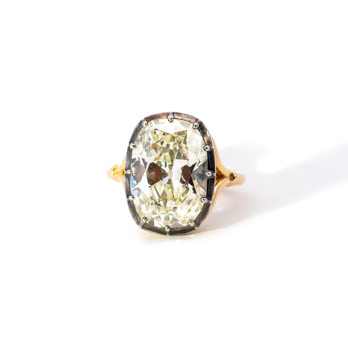 8.17ct Old Mine Cut Diamond Georgian Style Solitaire Ring