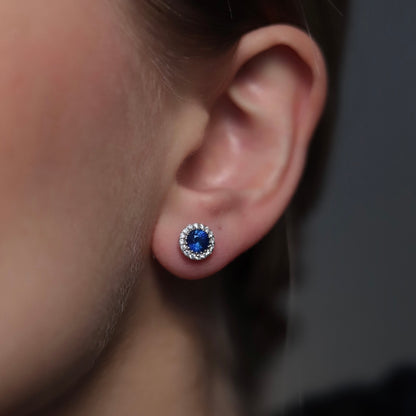 1.21ct Round Sapphire and Diamond Earrings