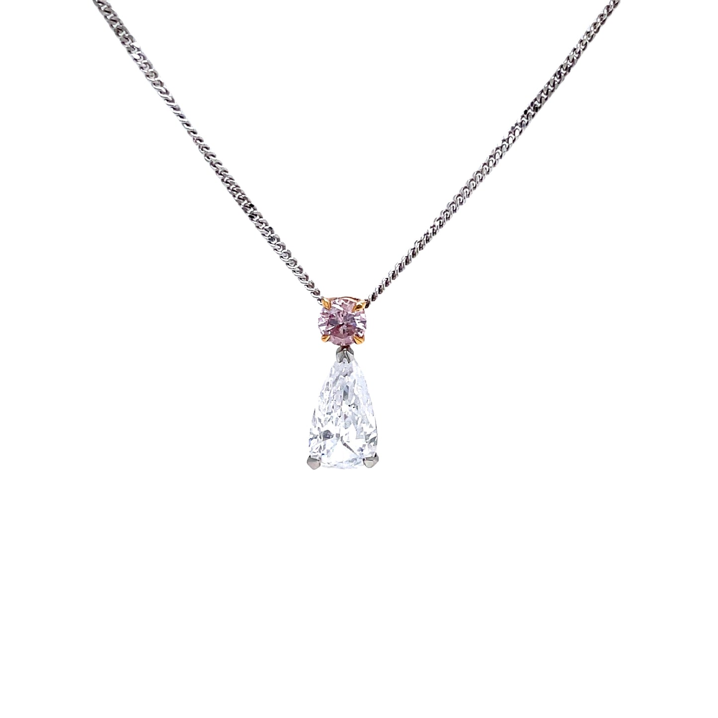 Pink Diamond and Certified White Diamond Pendant