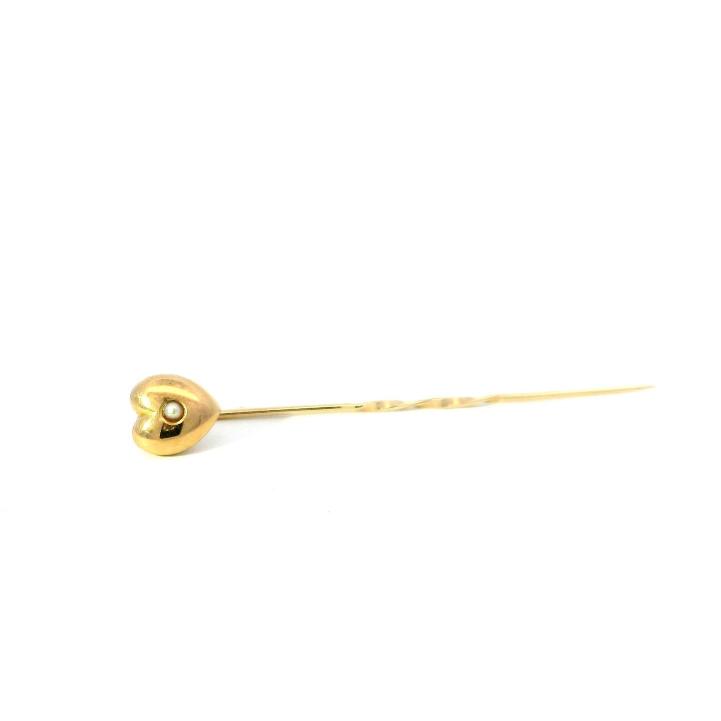 Seed Pearl Yellow Gold Heart Tie Pin