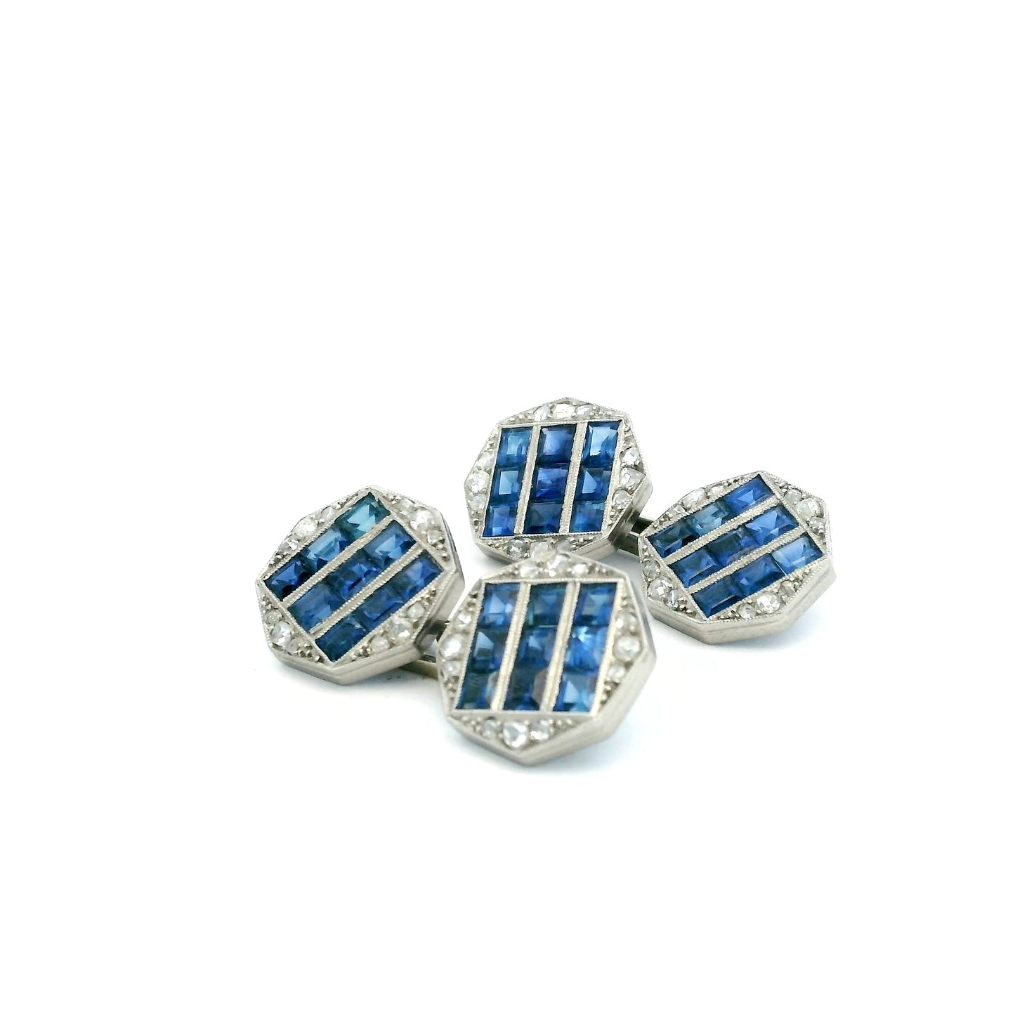 Sapphire And Diamond Octagonal Cufflinks