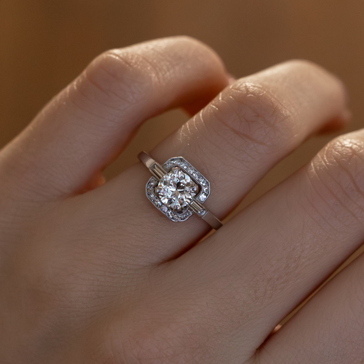 0.75ct Old Cut Diamond Cluster Ring