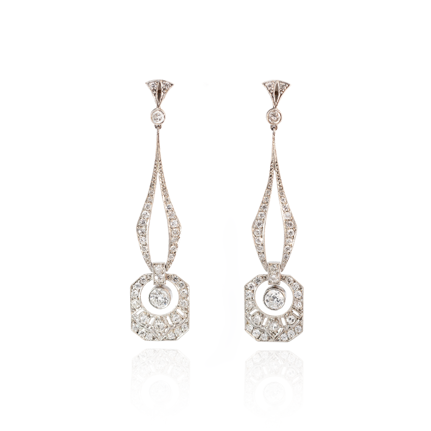 Edwardian 2.20ct Diamond Drop Earrings