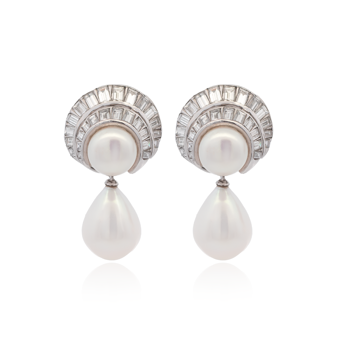 Pearl and Diamond Detachable Cluster Earrings | 1970s