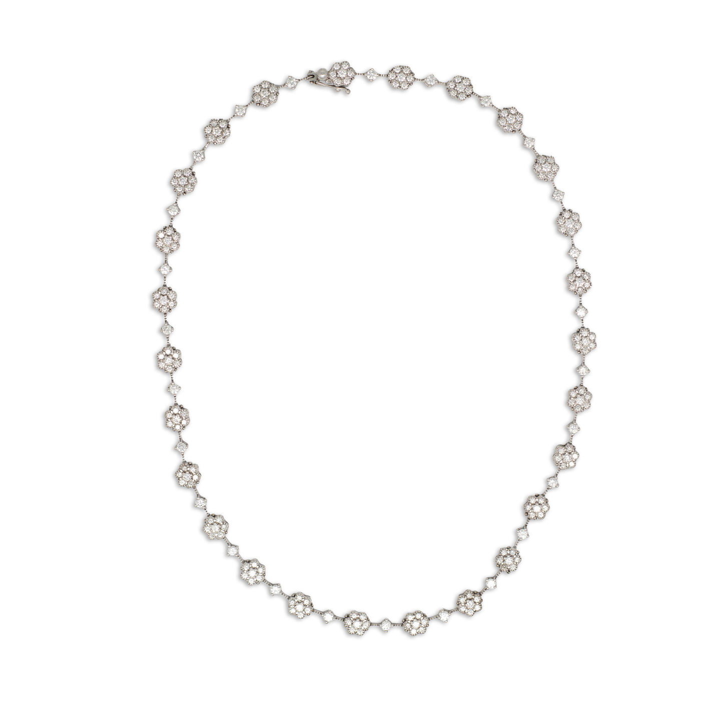 6.75ct Diamond Flower Clusters Necklace