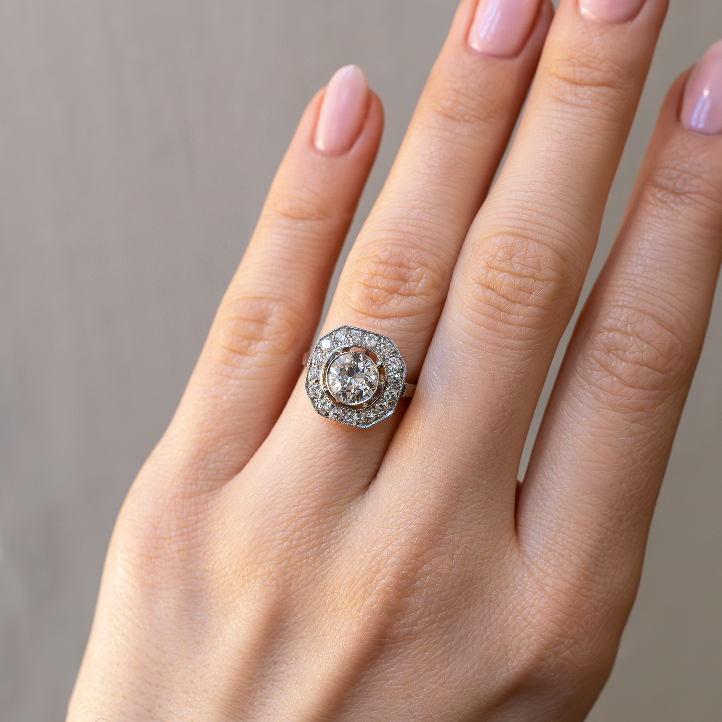 1.23ct Old European Cut Cluster Ring