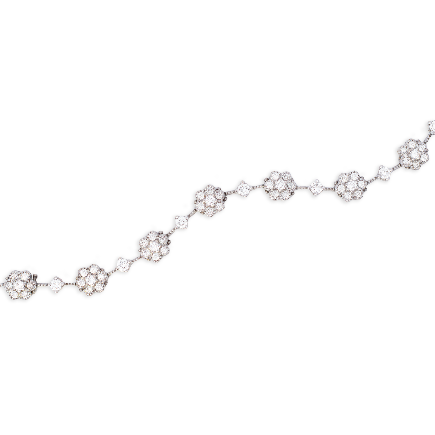 6.75ct Diamond Flower Clusters Necklace