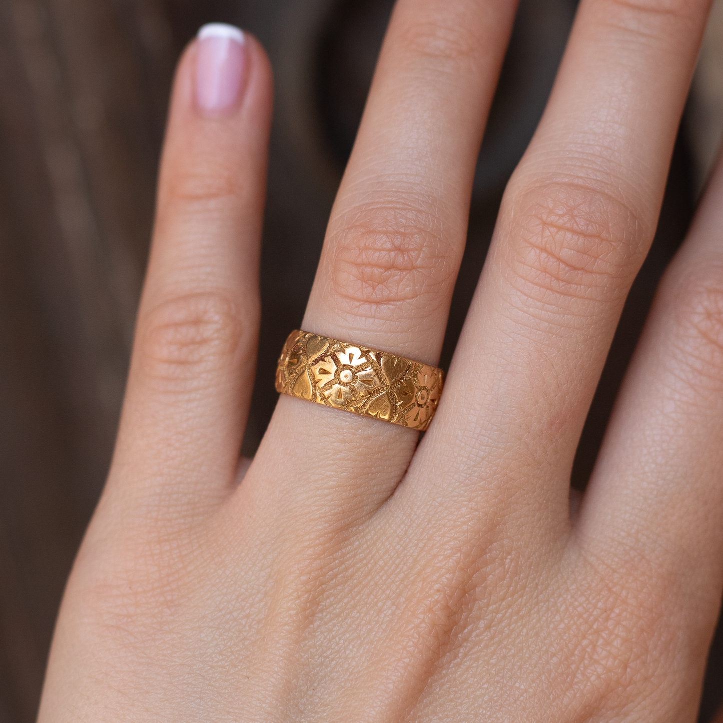 Yellow Gold Engraved Wedding Ring