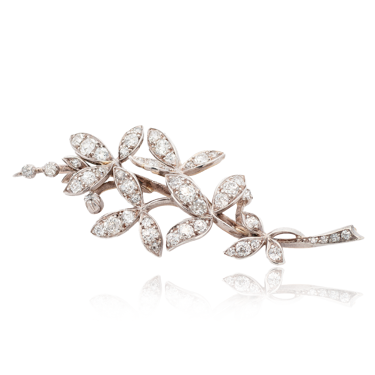 Diamond Floral Spray Brooch