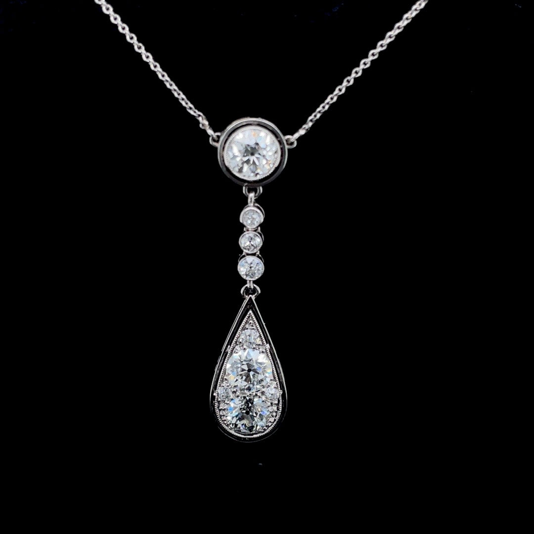 2.20ct Old Cut Diamond Drop Pendant
