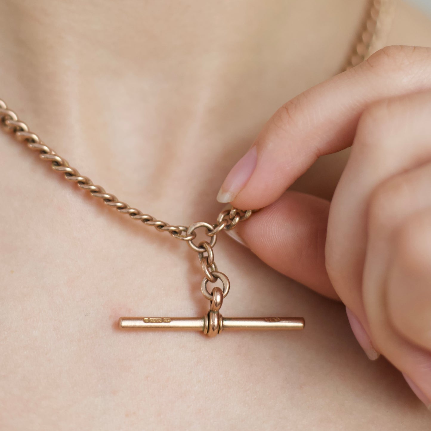 9ct Rose Gold Antique Albert Chain 15.5"