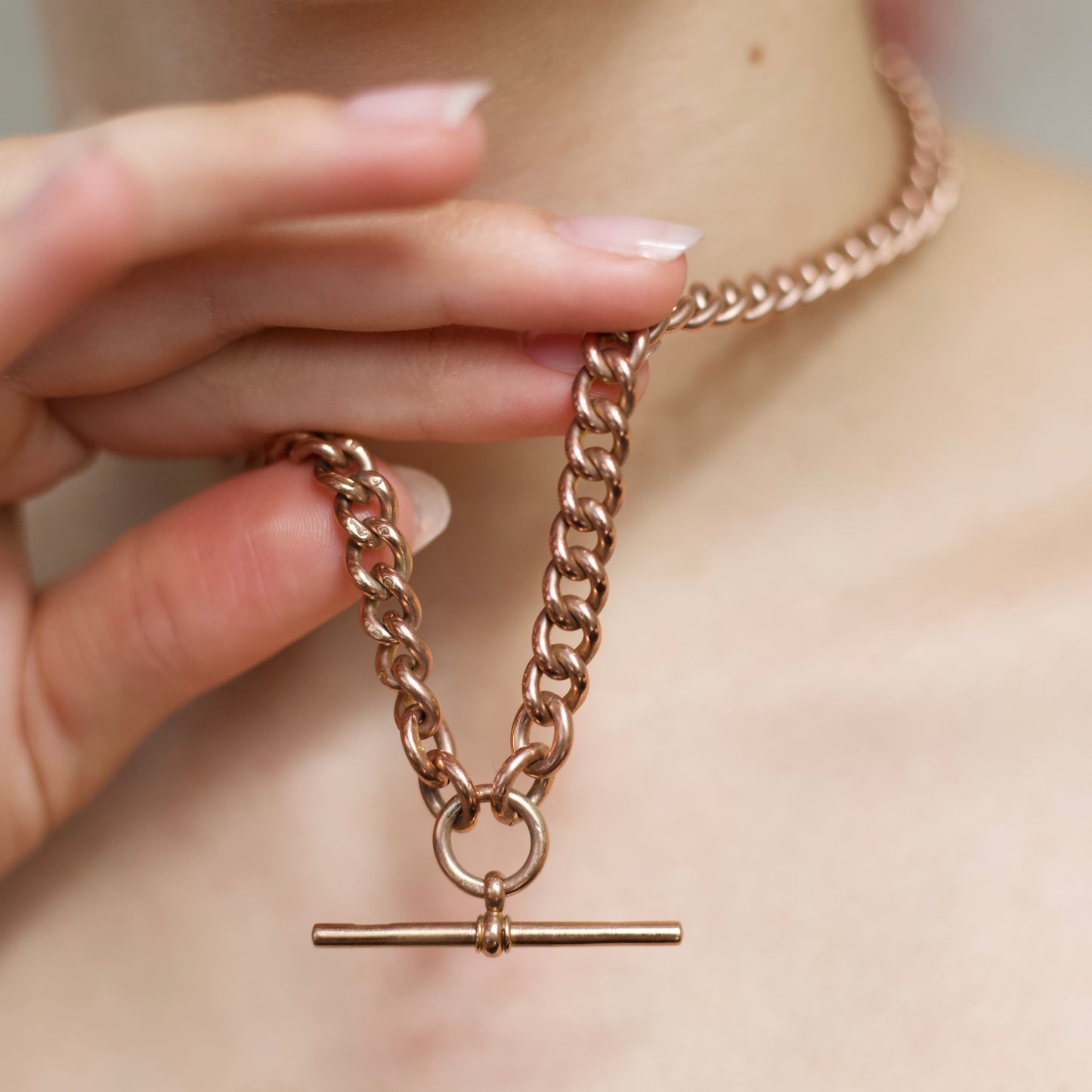 9ct Rose gold Antique Albert Chain 17"