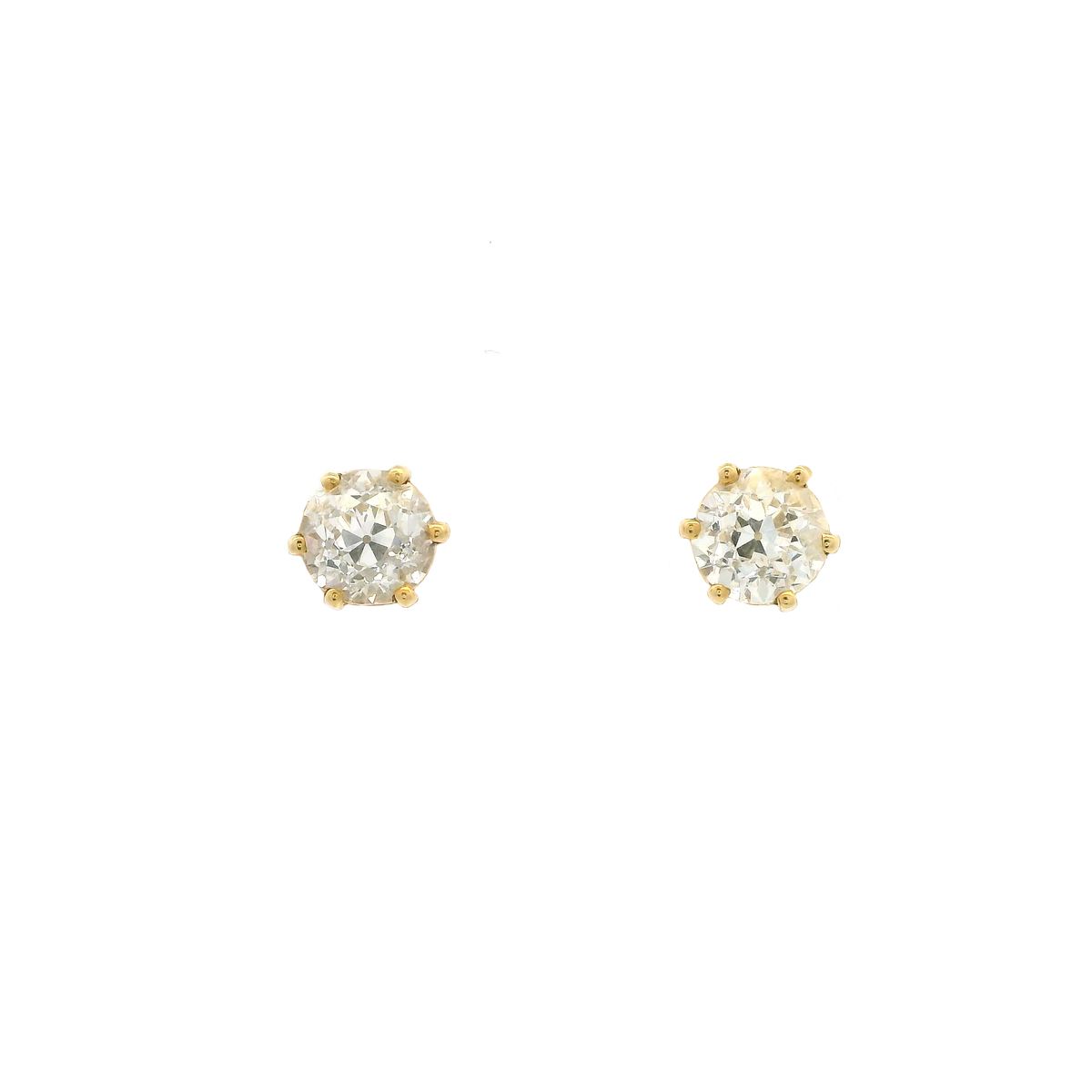 1.60ct Old Cut Diamond Solitaire Stud Earrings