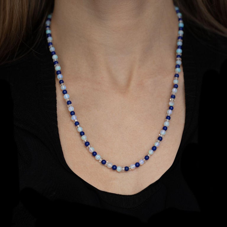 Opal, Lapis and Rock Crystal Bead Necklace