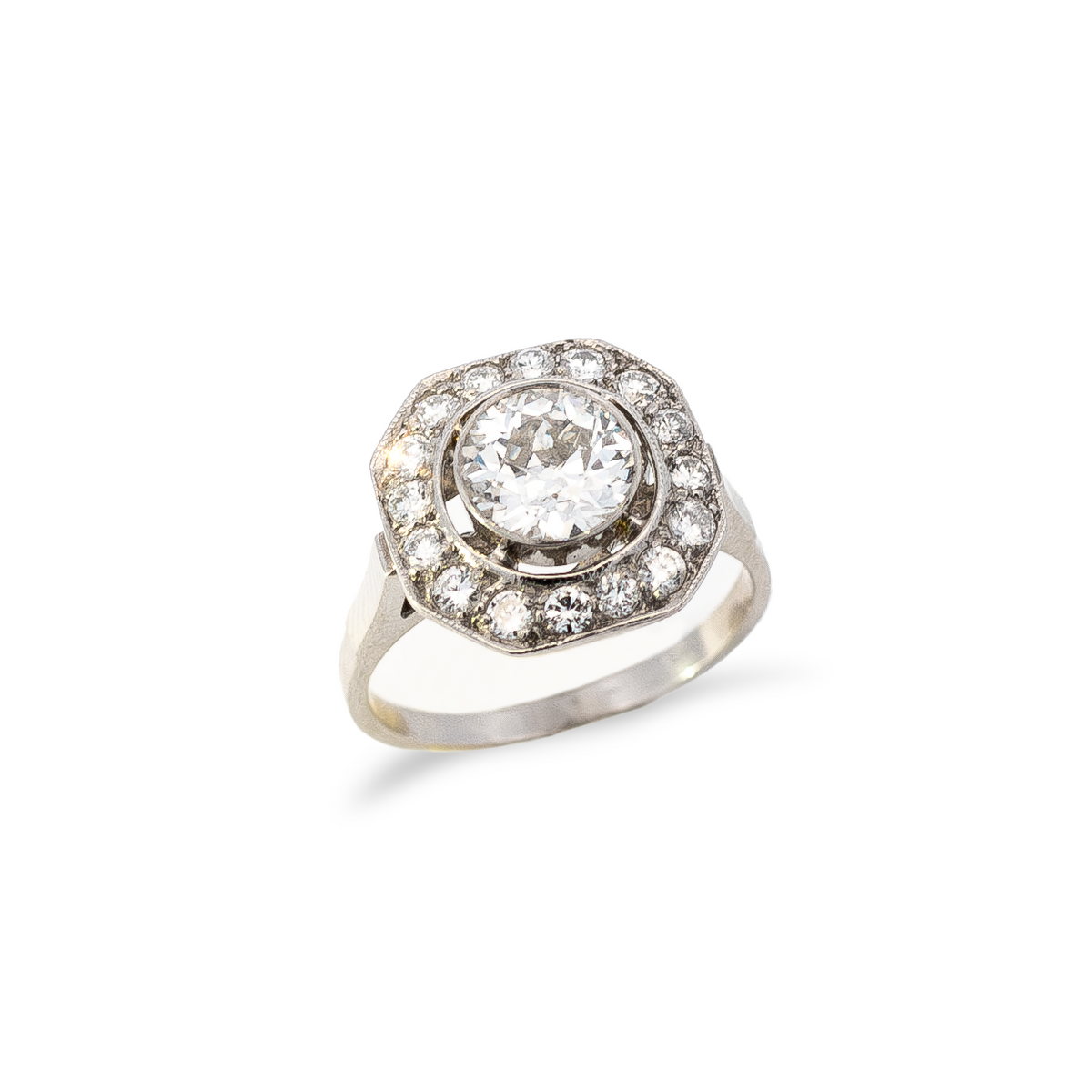 1.23ct Old European Cut Cluster Ring