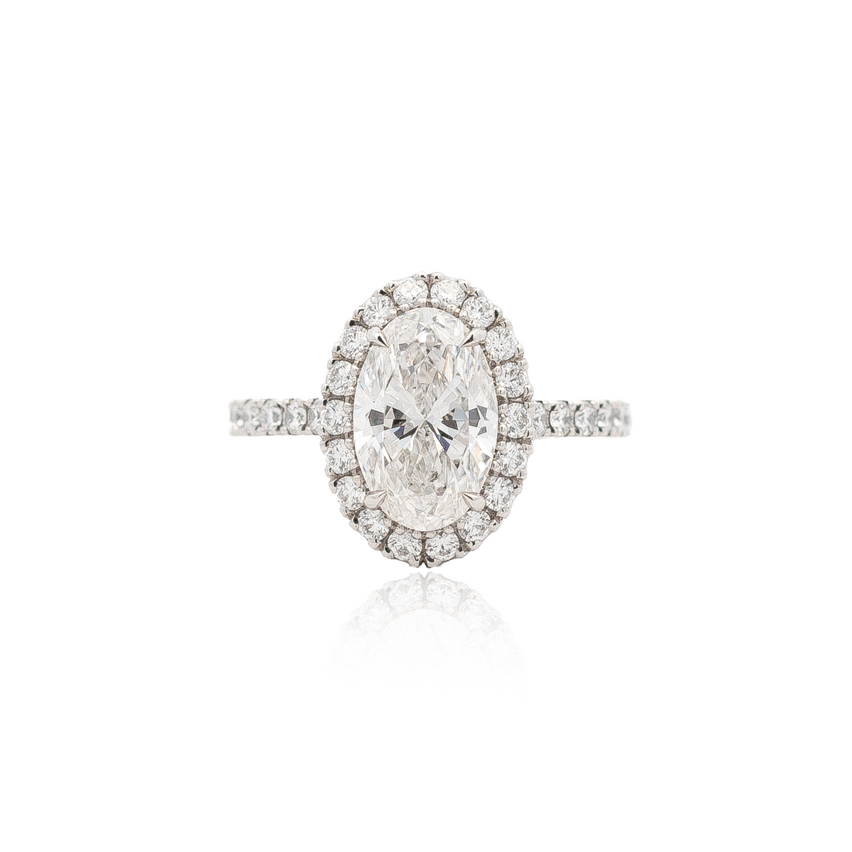 2.01ct Certified Oval Diamond Cluster Ring