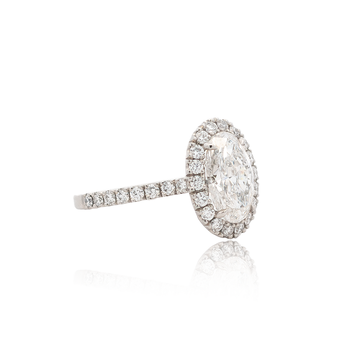 2.01ct Certified Oval Diamond Cluster Ring