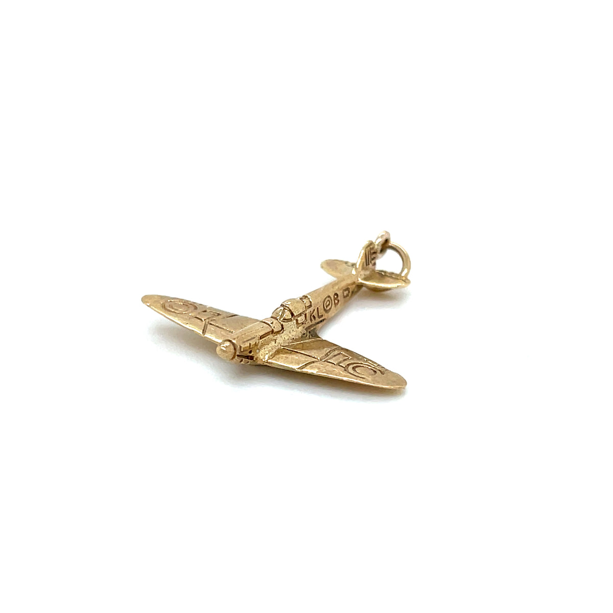 Yellow Gold RAF Spitfire Aircraft Charm
