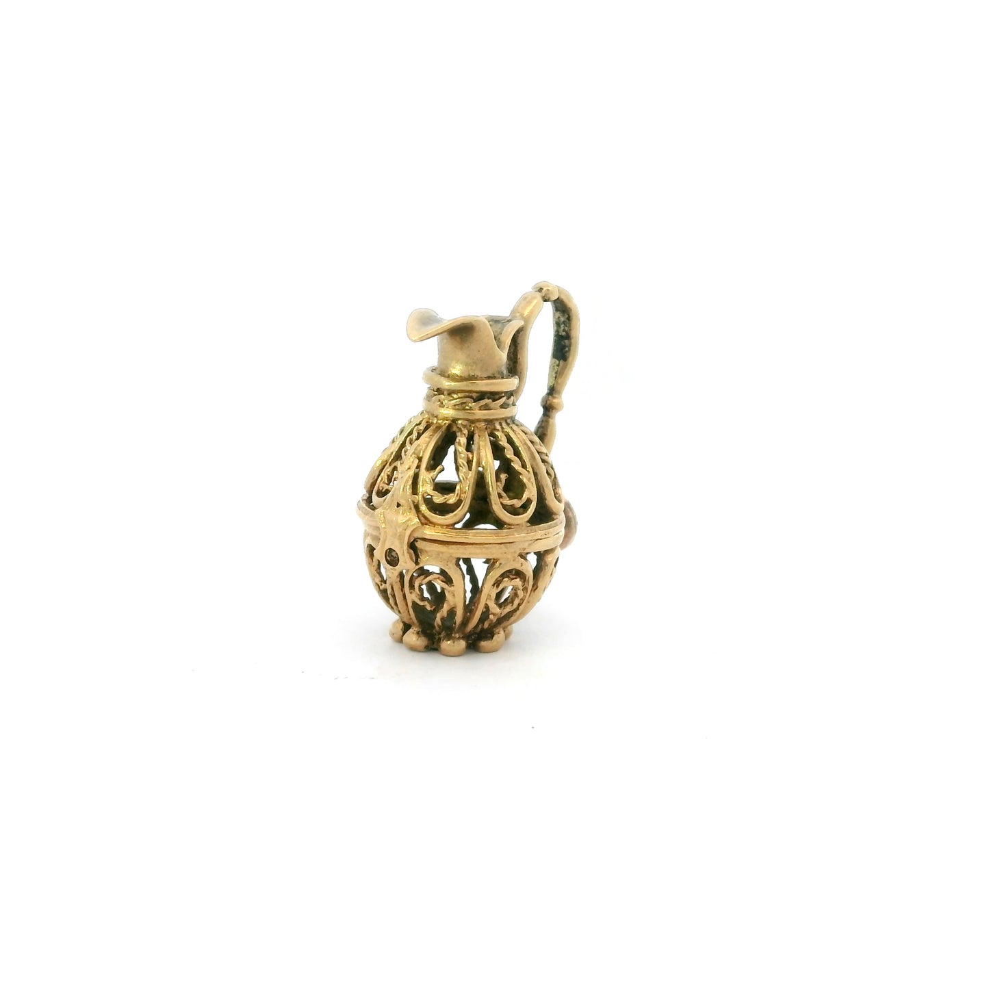 Yellow Gold Fancy Open Scrolled Jug Charm