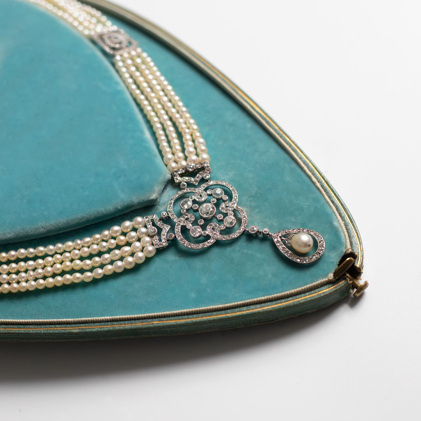 Antique Pearl And Diamond Drop Necklace