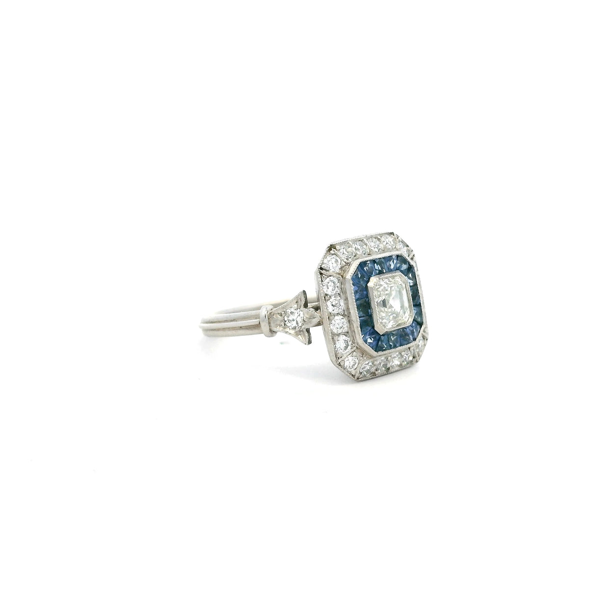 Sapphire And Diamond Target Cluster Ring