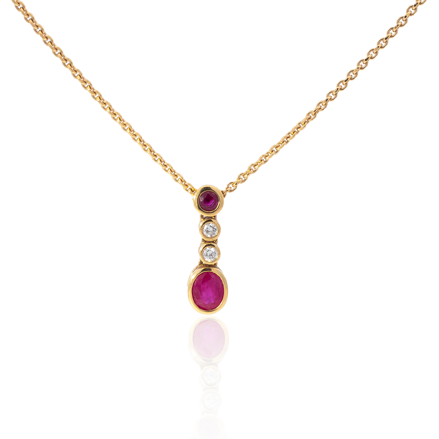0.60ct Oval And Round Ruby With Round Diamonds Pendant