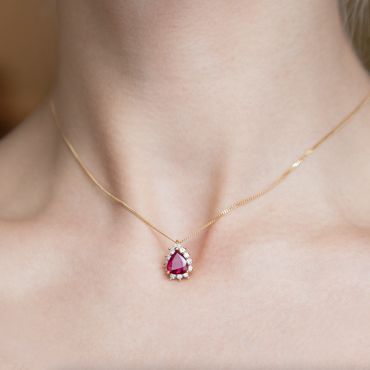 Ruby and Diamond Cluster Pendant