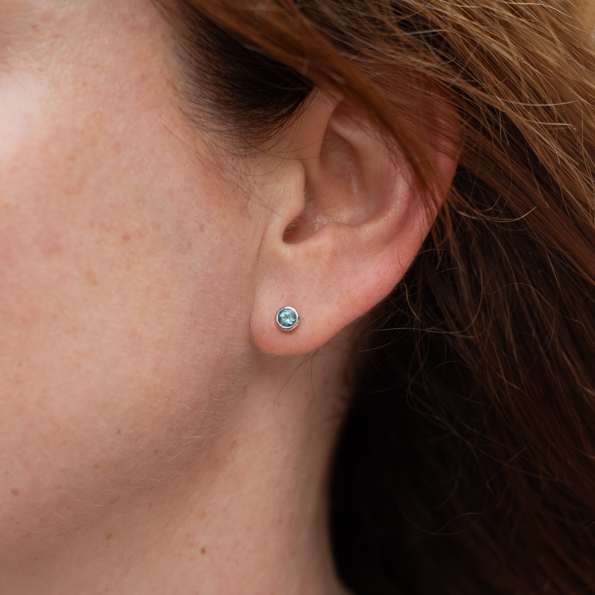 0.42ct Round Aquamarine Solitaire Earrings