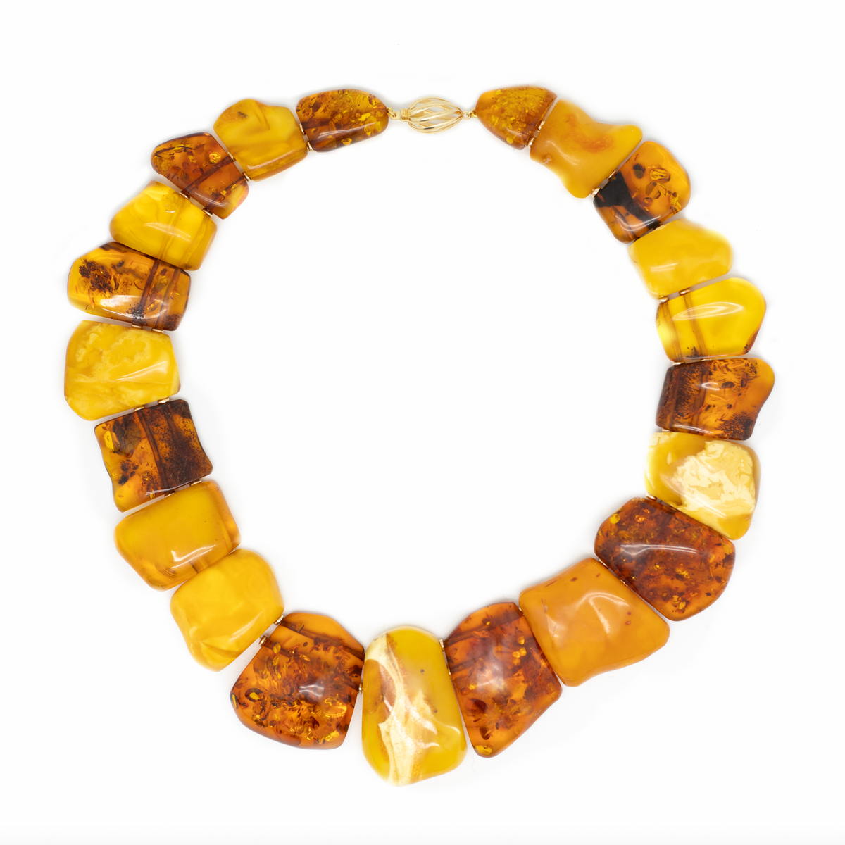 Multi Shaped Flat Amber Necklace