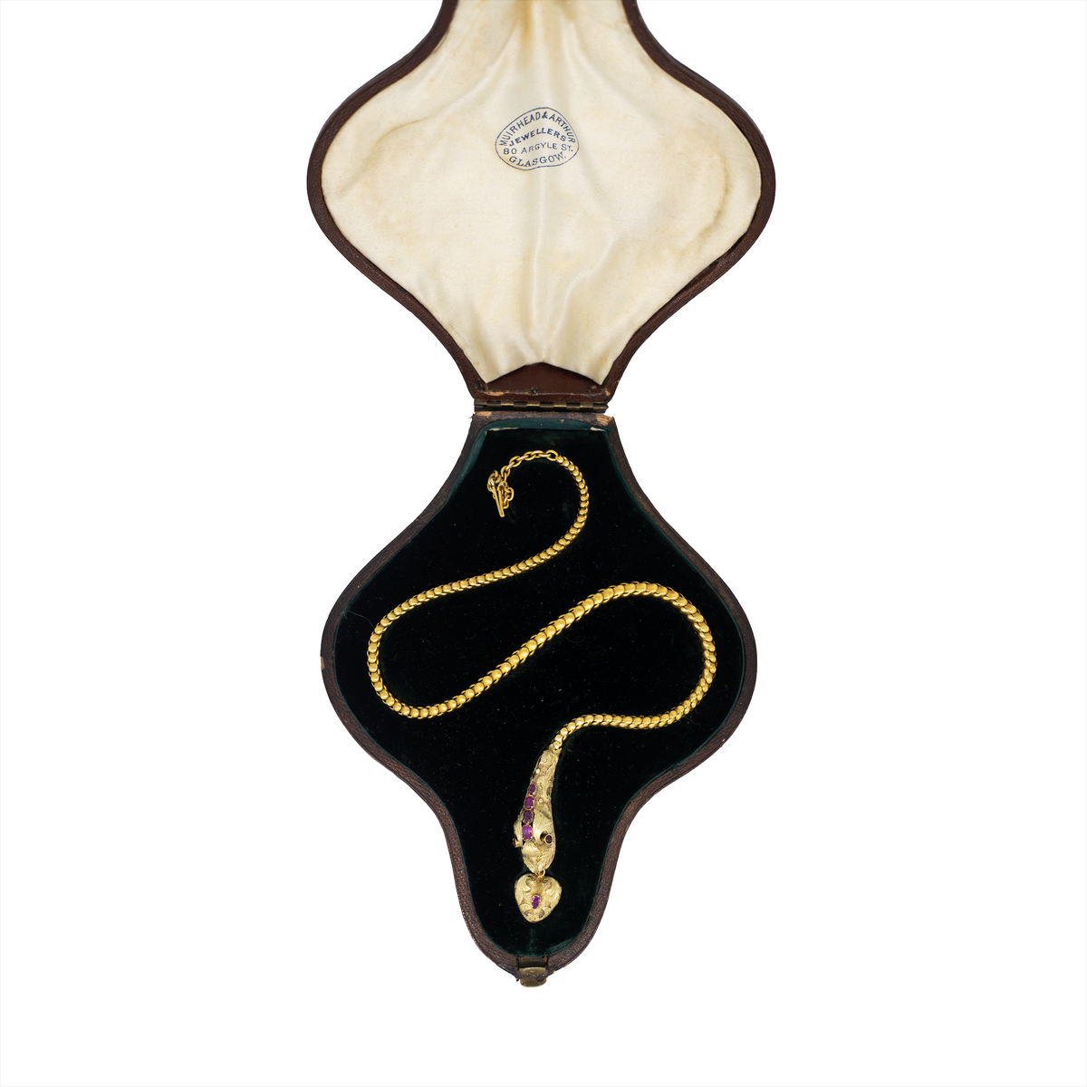 Victorian Garnet Set Yellow Gold Snake Necklace