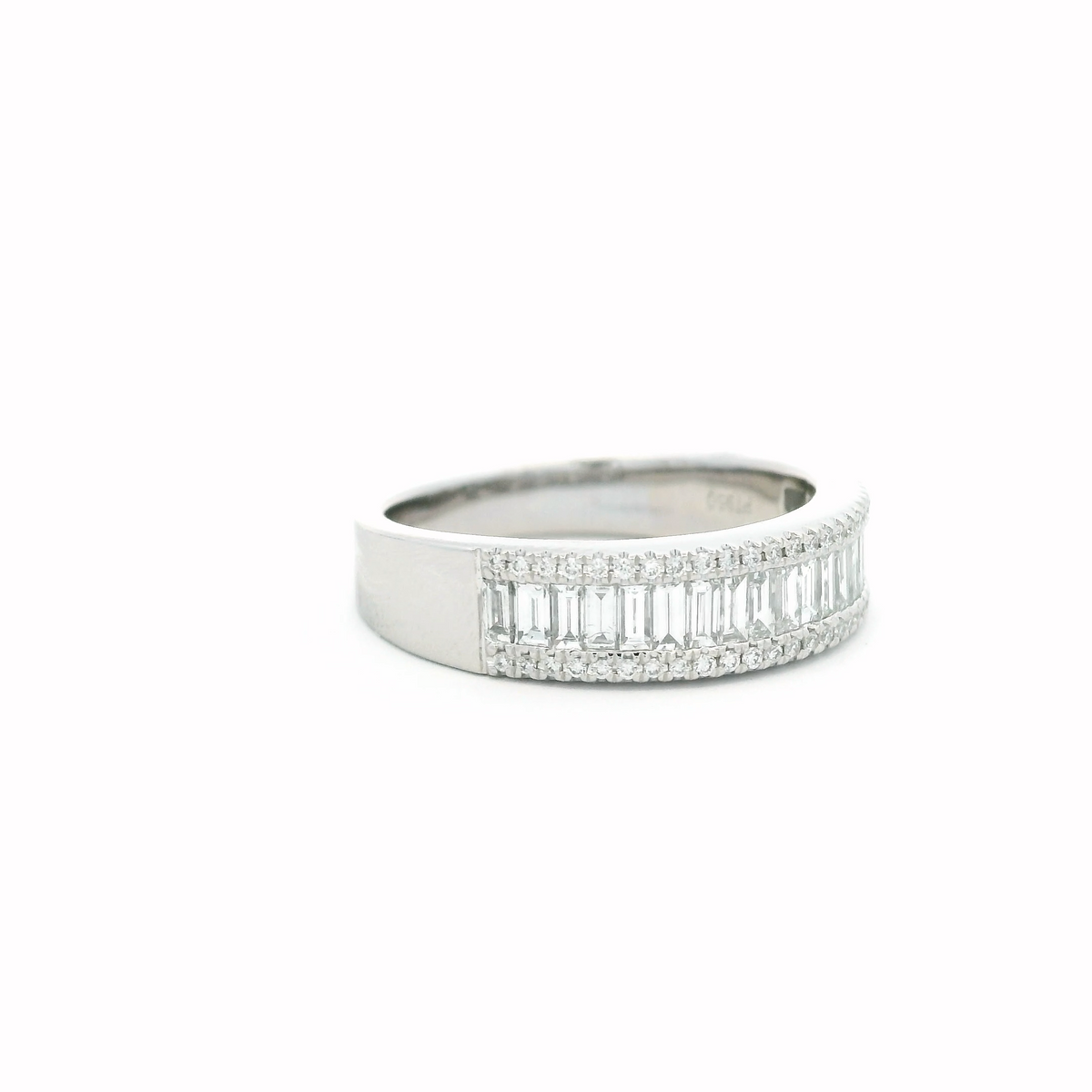0.72ct Emerald Cut And Round Diamond Half Eternity Ring