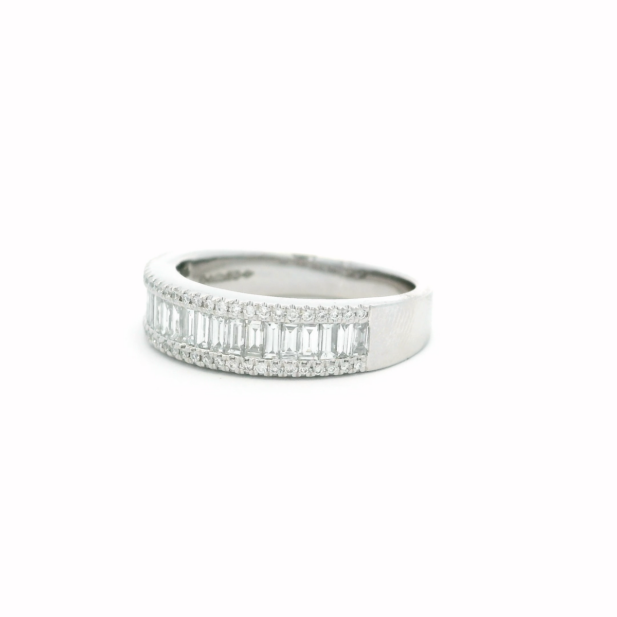 0.72ct Emerald Cut And Round Diamond Half Eternity Ring