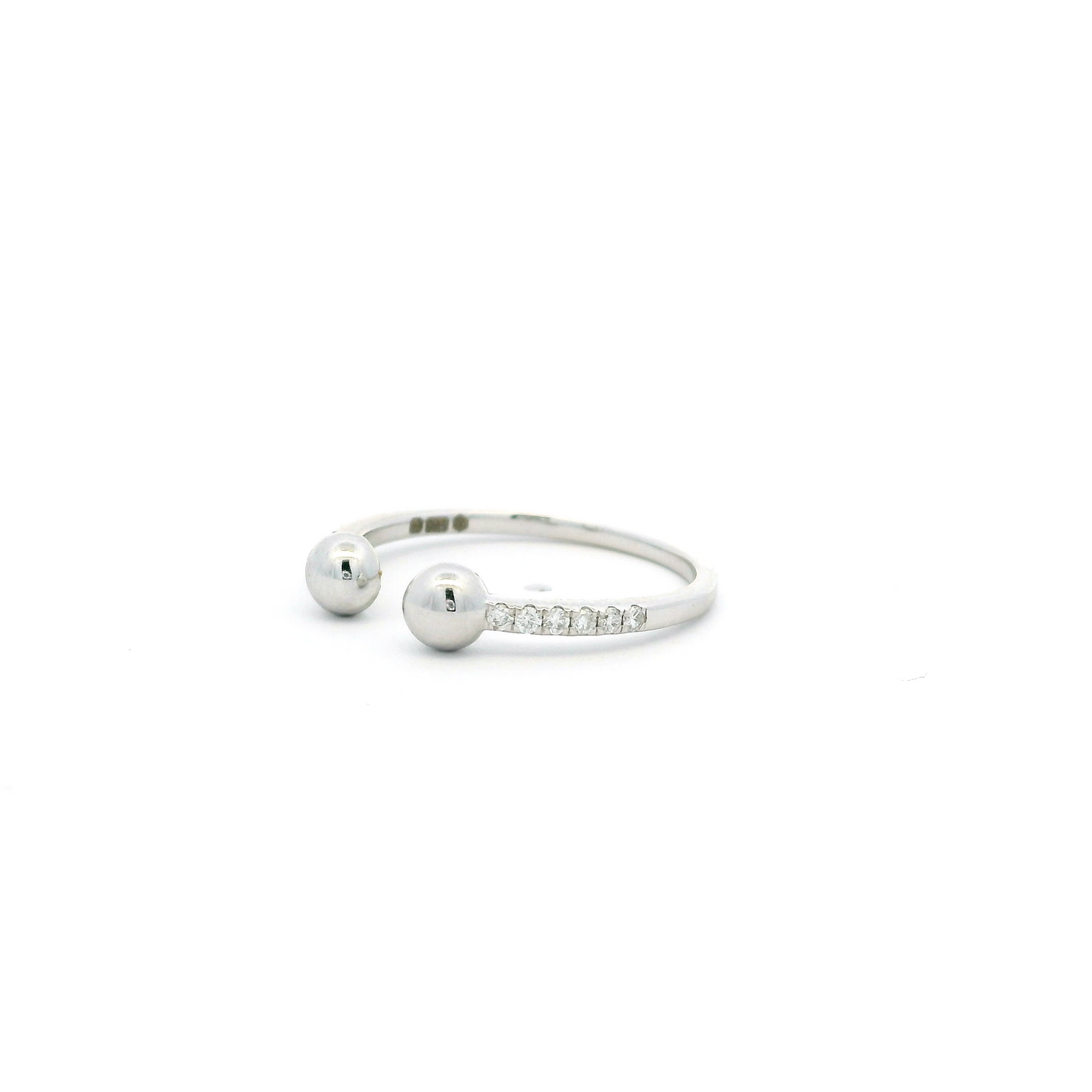 0.11ct Diamond Set Open Ring With Beaded Ends