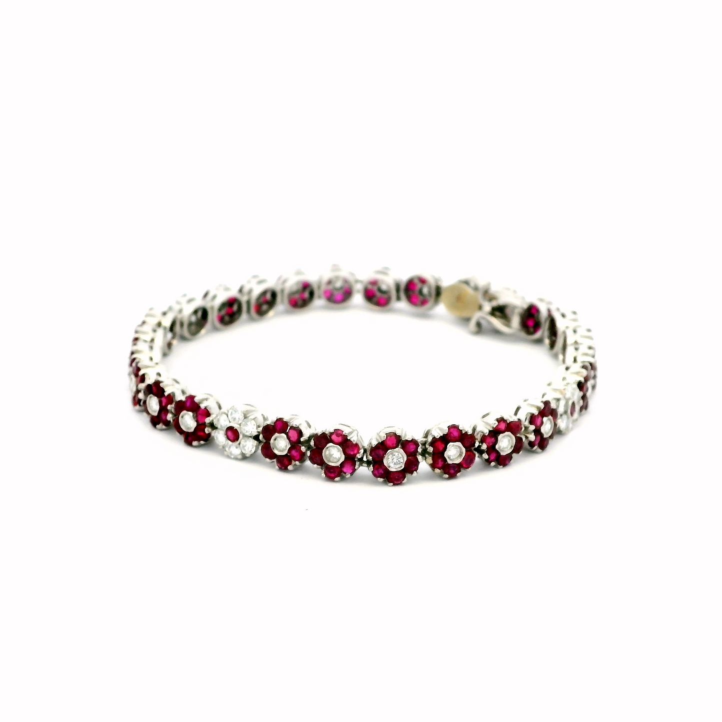Ruby And Diamond Cluster Bracelet