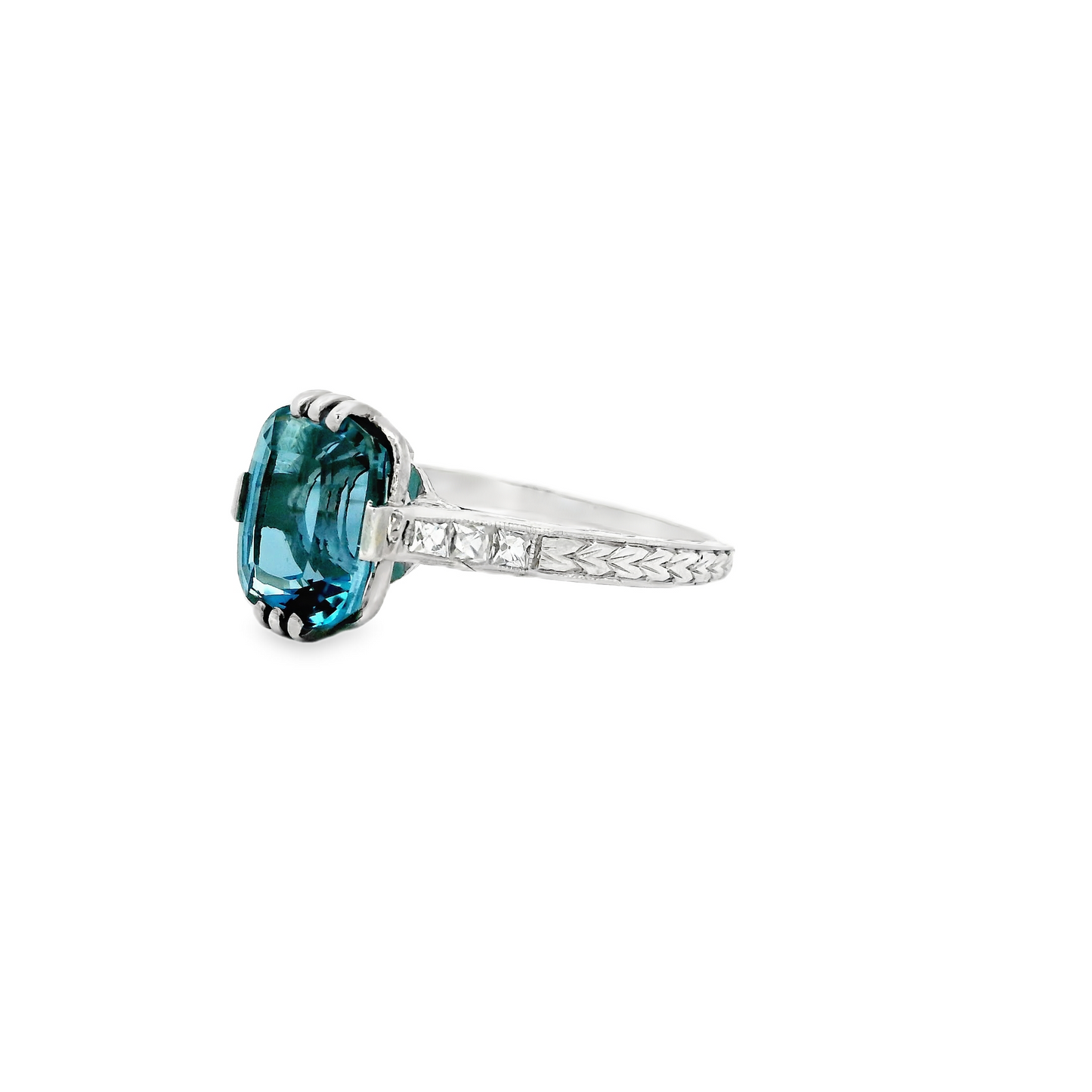 2.63ct Cushion Cut Aquamarine Solitaire Ring