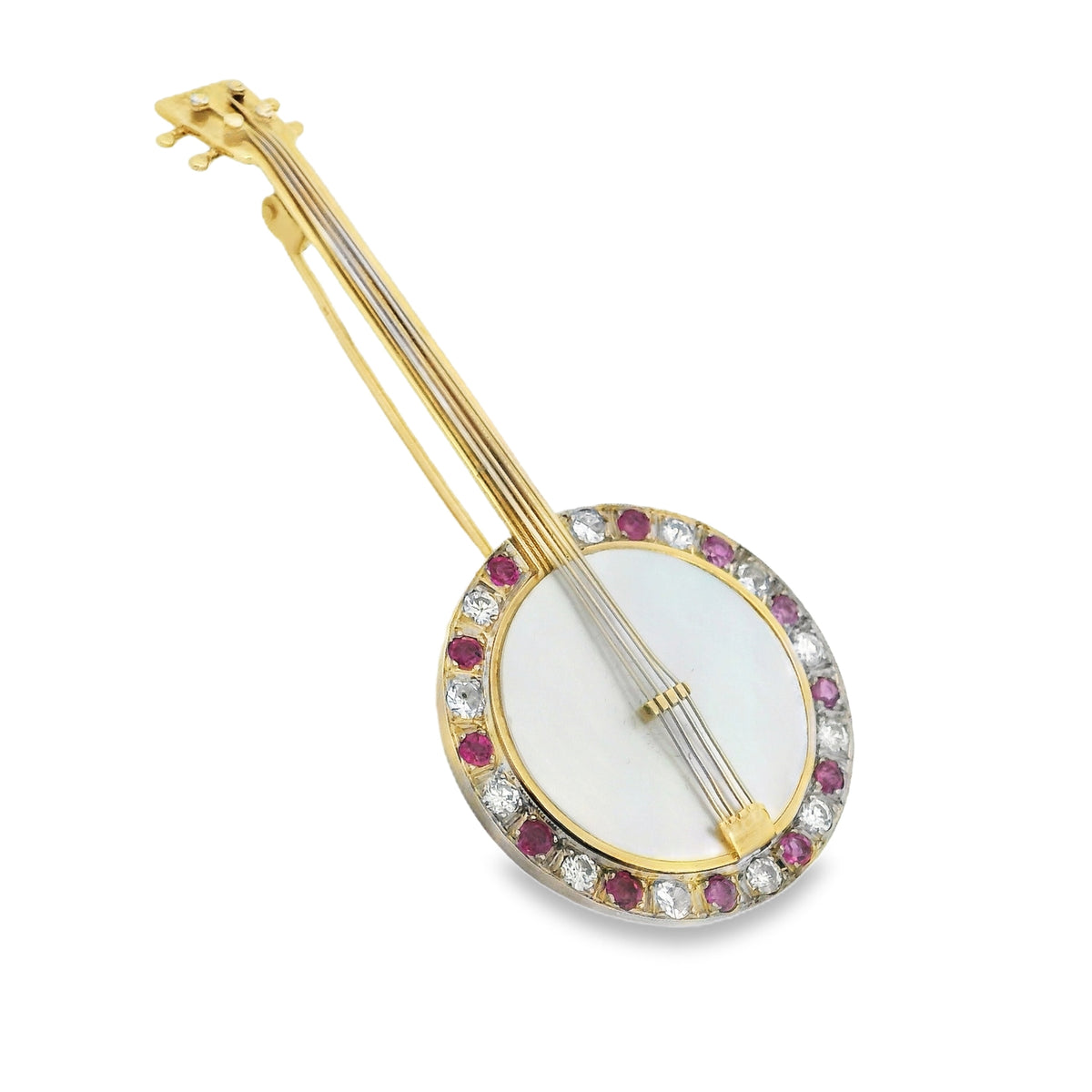 Gem Set Banjo Brooch