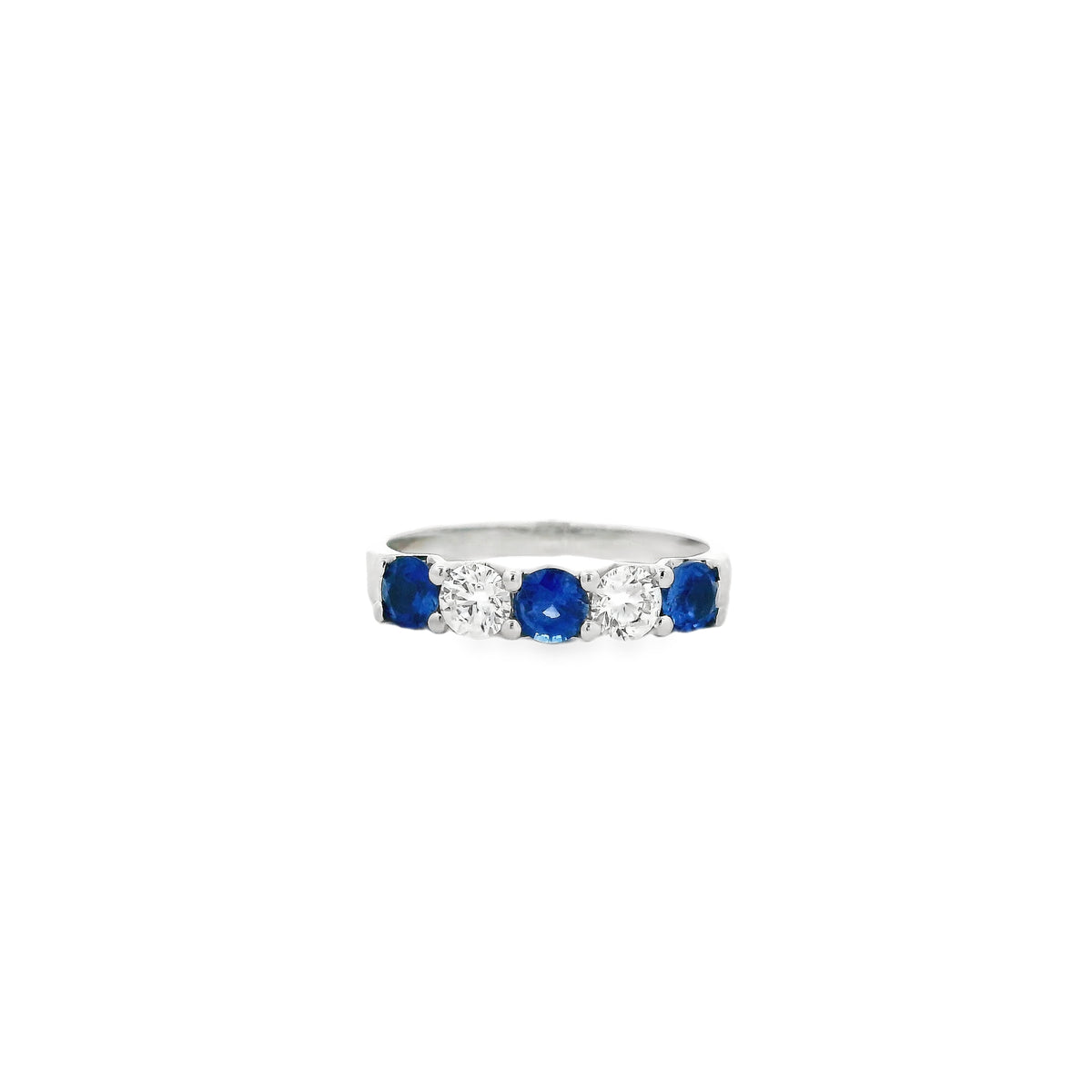 0.90ct Round Sapphire And Diamond Five Stone Ring
