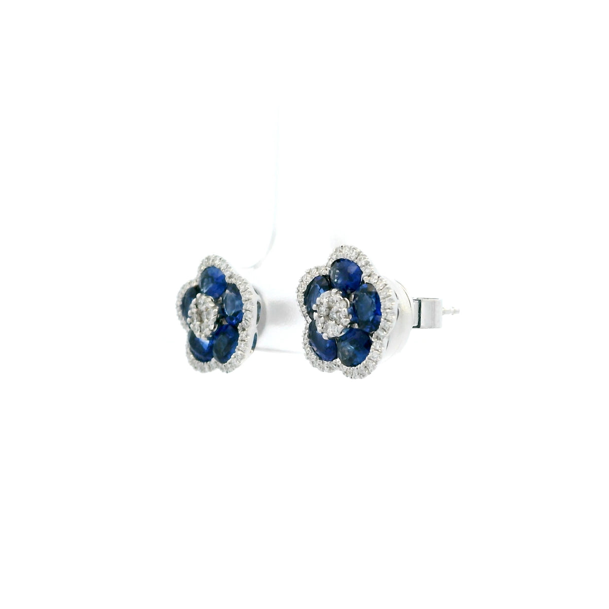 1.88ct Sapphire And Diamond Flower Cluster Earrings